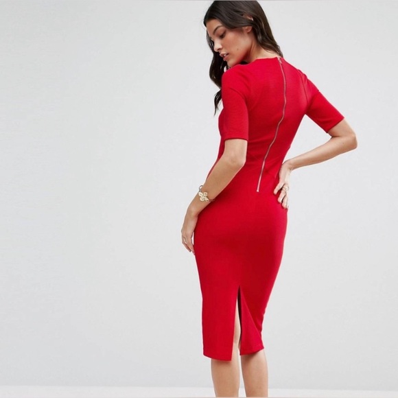 ASOS Seamed Structured Rib Bodycon Dress - Picture 2 of 6
